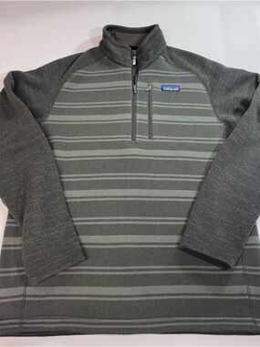 Patagonia Better Sweater Mens Stripe 1/4 Zip Fleece Pullover Shirt - Medium